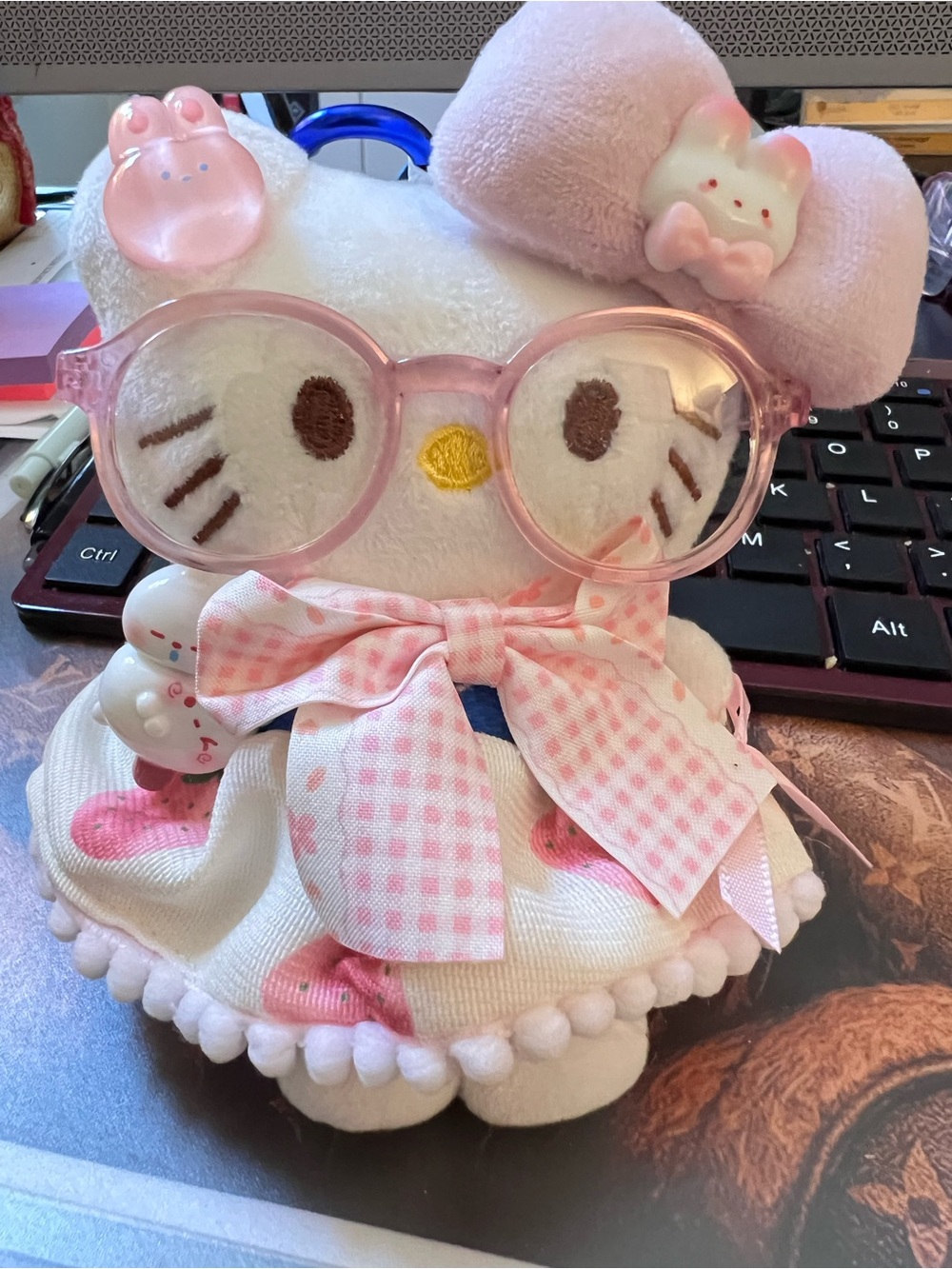 Hello Kitty Pink and White Plush with Glasses and Bow
